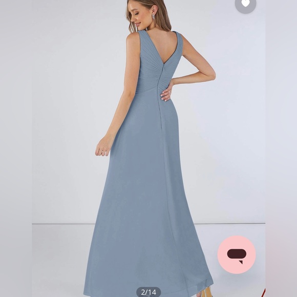 Azazie Dusty Blue Flora Dress - Picture 2 of 7